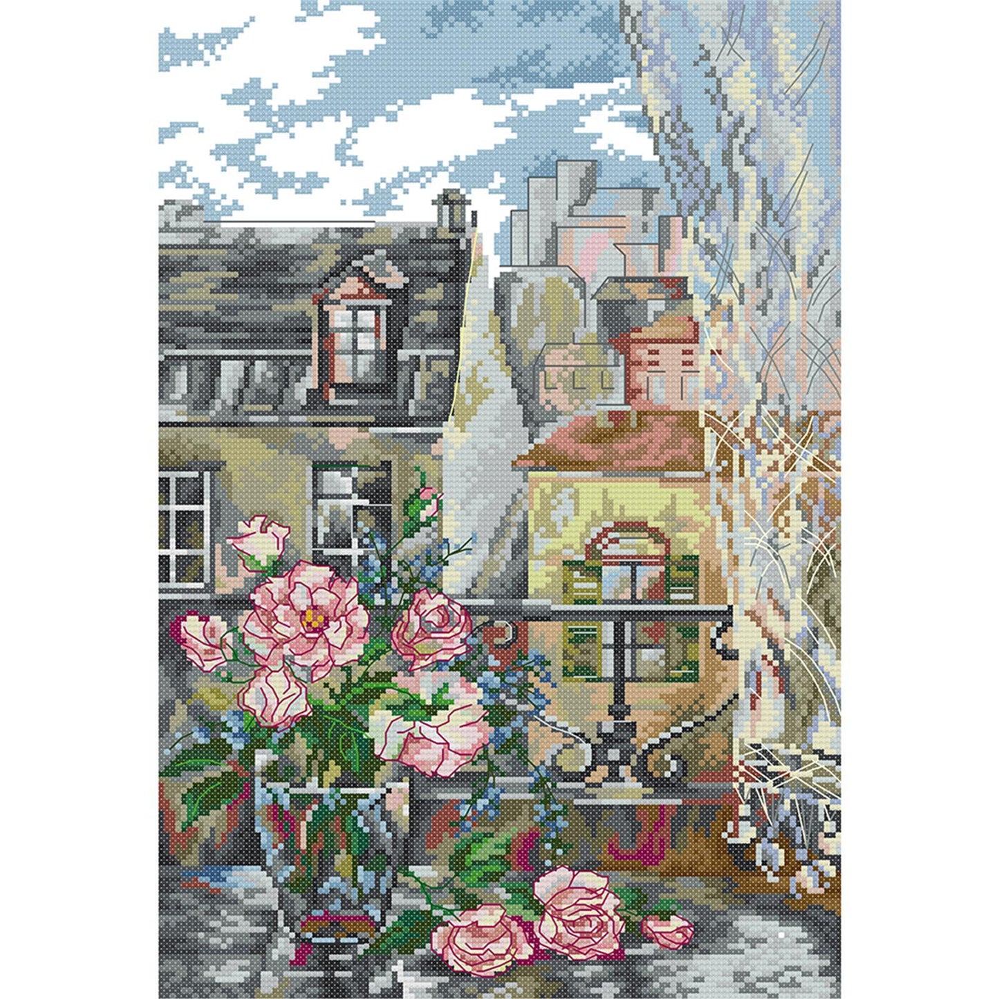 Paris Morning - 14CT Stamped Cross Stitch 29*41CM (Joy Sunday)