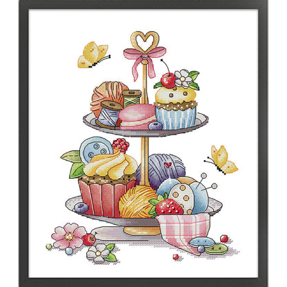 Handmade Cake - 14CT Stamped Cross Stitch 31*35CM (Joy Sunday)