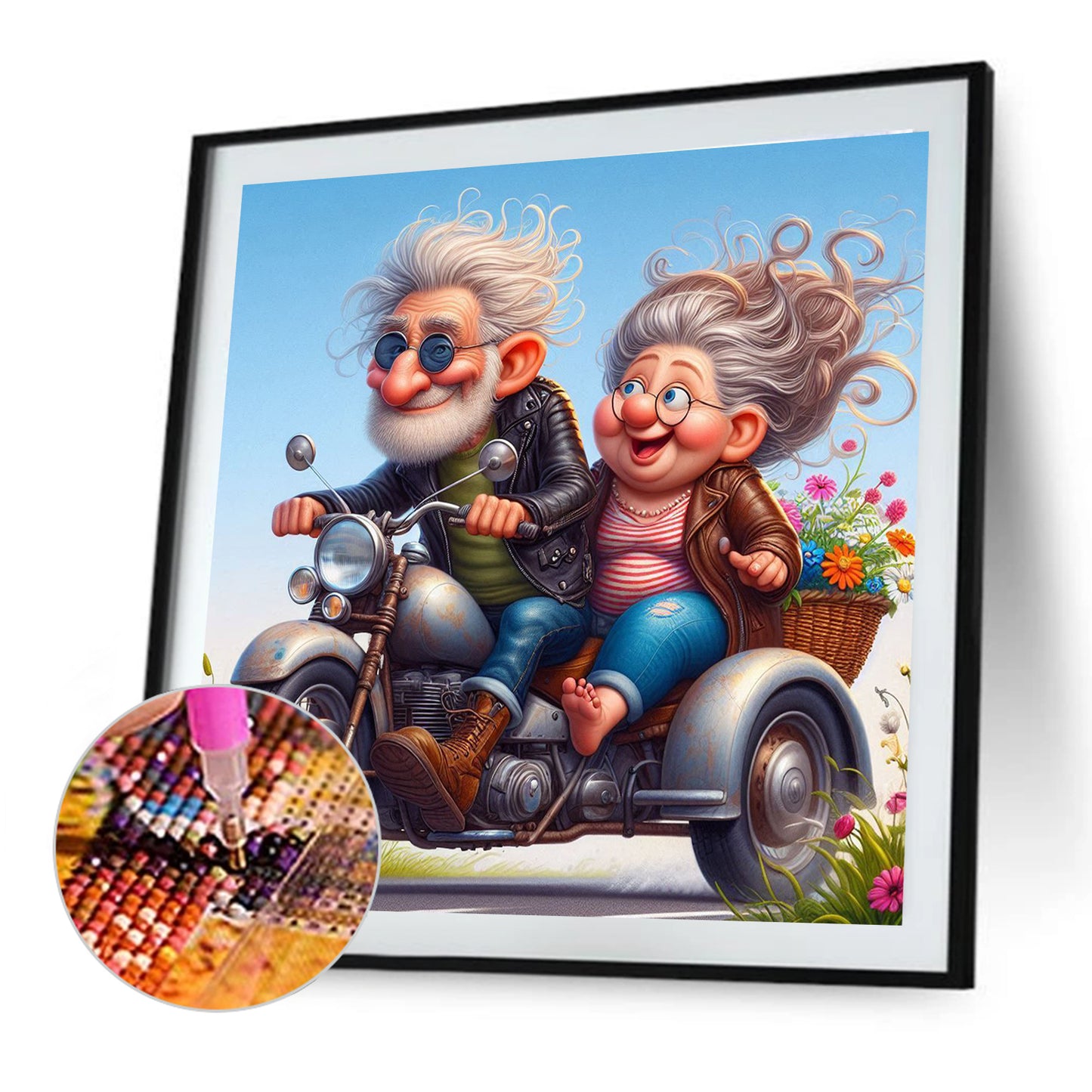 Couple On Motorcycles - Full Round Drill Diamond Painting 40*40CM