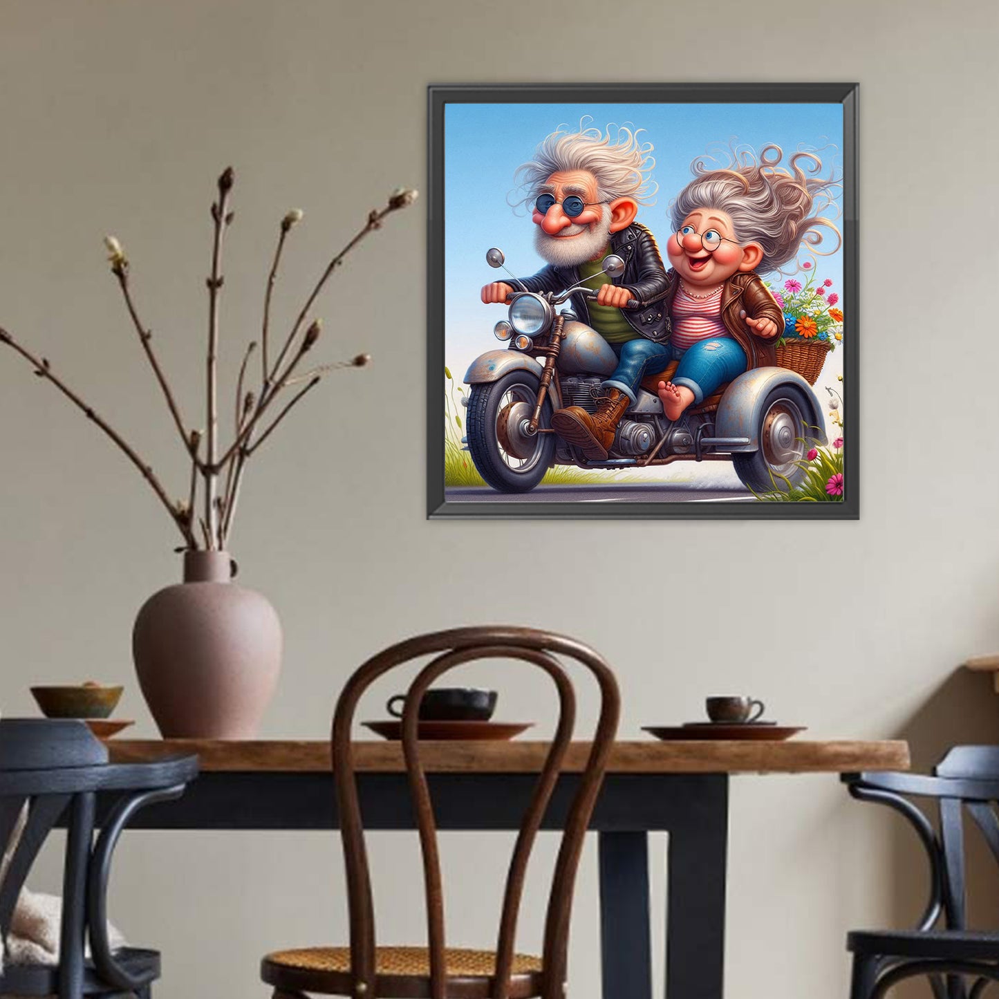 Couple On Motorcycles - Full Round Drill Diamond Painting 40*40CM