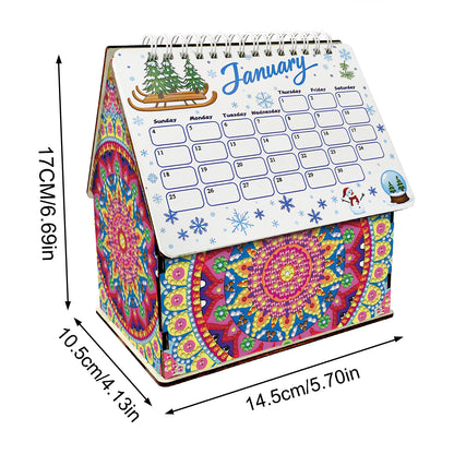 5D/DIY Calendar Crystal Painting Desk Calendars Kit Home Decorations (Mandala)