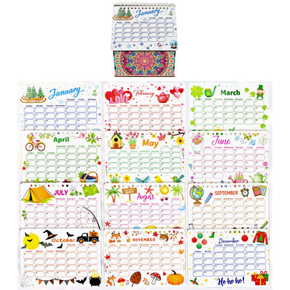 5D/DIY Calendar Crystal Painting Desk Calendars Kit Home Decorations (Mandala)
