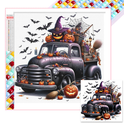 Dark Halloween Trucks - Full Square Drill Diamond Painting 40*40CM