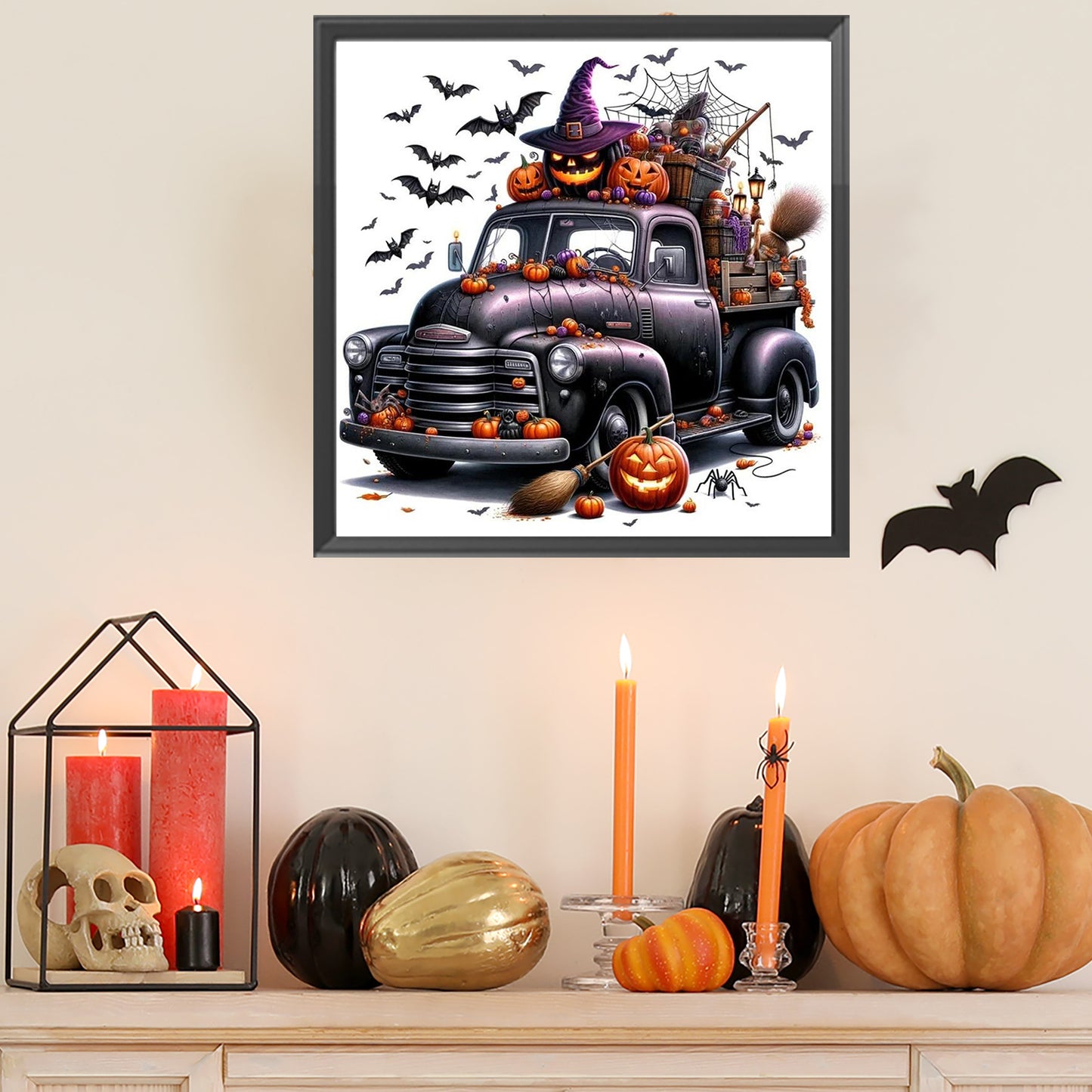 Dark Halloween Trucks - Full Square Drill Diamond Painting 40*40CM