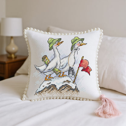 14CT Needle Insert Bag 2 Strands Printed Knitting Threads Pin Pouch with Tassel