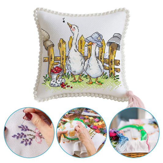 14CT Needle Insert Bag 2 Strands Printed Knitting Threads Pin Pouch with Tassel