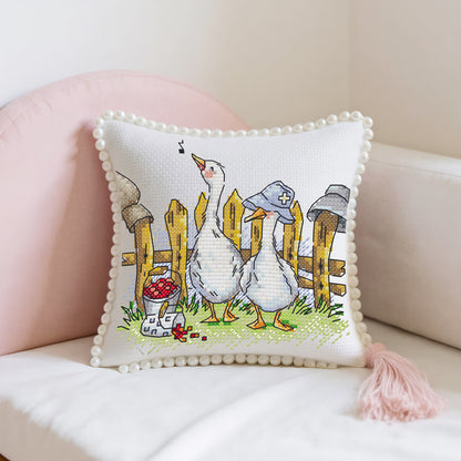 14CT Needle Insert Bag 2 Strands Printed Knitting Threads Pin Pouch with Tassel