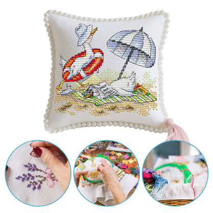 14CT Needle Insert Bag 2 Strands Printed Knitting Threads Pin Pouch with Tassel