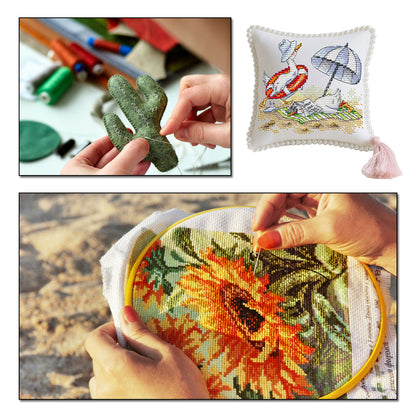 14CT Needle Insert Bag 2 Strands Printed Knitting Threads Pin Pouch with Tassel