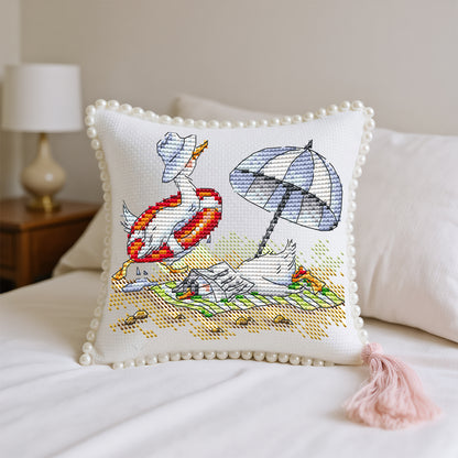 14CT Needle Insert Bag 2 Strands Printed Knitting Threads Pin Pouch with Tassel