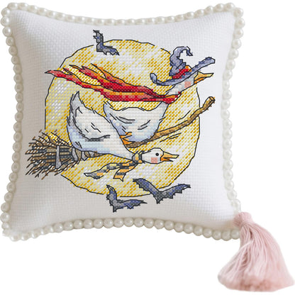 14CT Needle Insert Bag 2 Strands Printed Knitting Threads Pin Pouch with Tassel