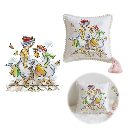 14CT Needle Insert Bag 2 Strands Printed Knitting Threads Pin Pouch with Tassel