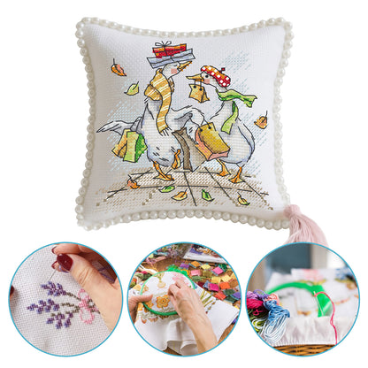 14CT Needle Insert Bag 2 Strands Printed Knitting Threads Pin Pouch with Tassel