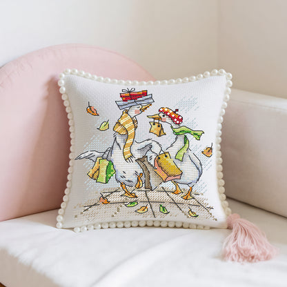 14CT Needle Insert Bag 2 Strands Printed Knitting Threads Pin Pouch with Tassel