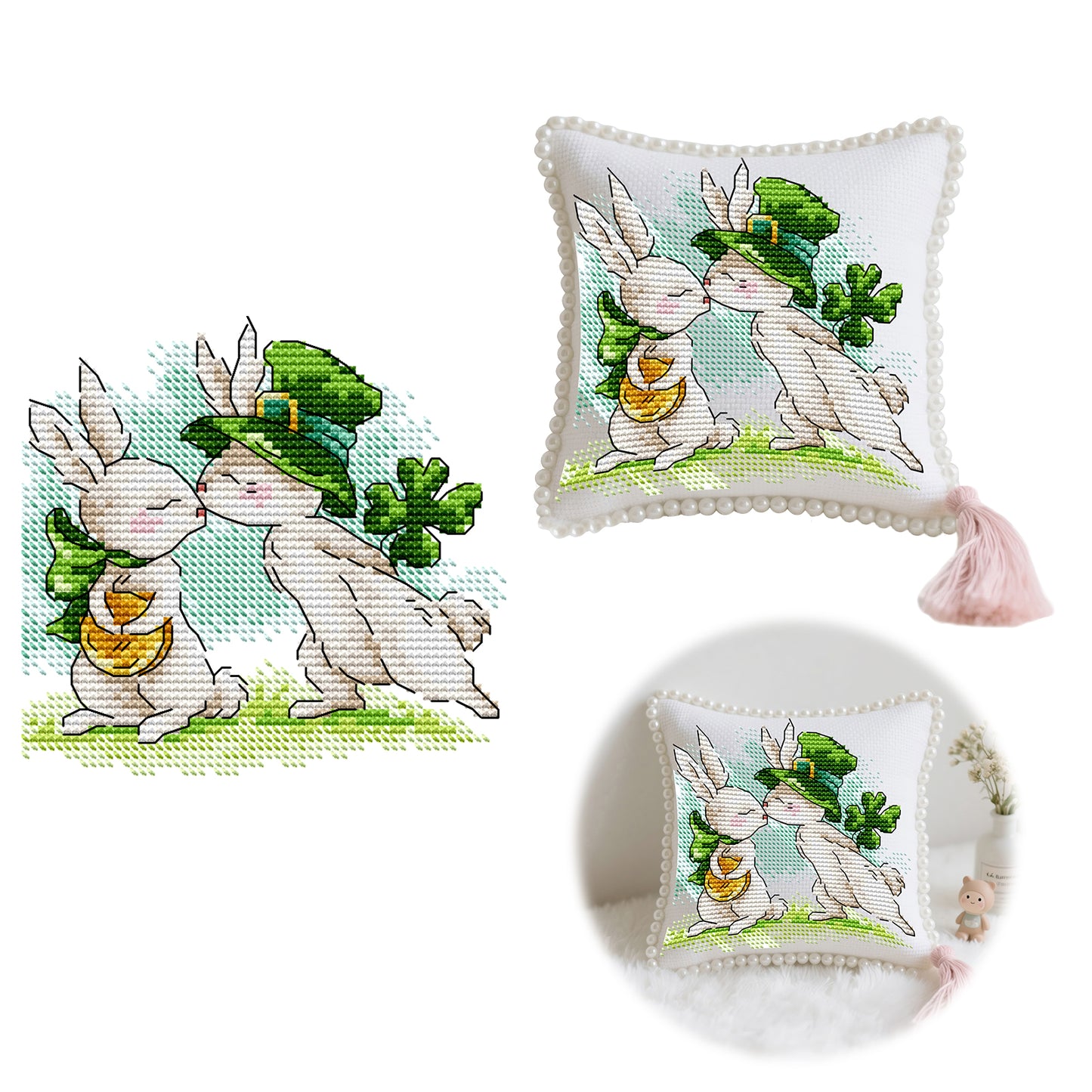 14CT Needle Insert Bag 2 Strands Printed Knitting Threads Pin Pouch with Tassel