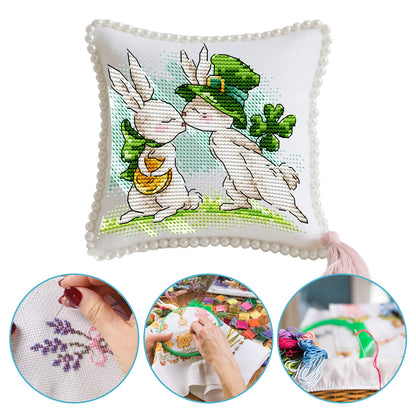 14CT Needle Insert Bag 2 Strands Printed Knitting Threads Pin Pouch with Tassel