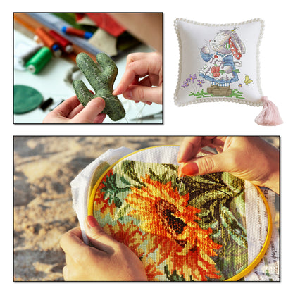 14CT Needle Insert Bag 2 Strands Printed Knitting Threads Pin Pouch with Tassel