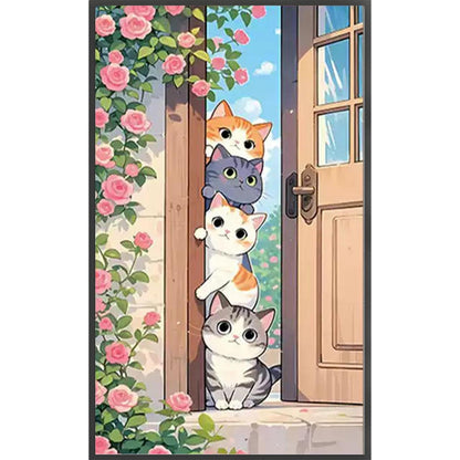 Cat Stacking Game - 11CT Stamped Cross Stitch 52*83CM (Mona Lisa Brand)