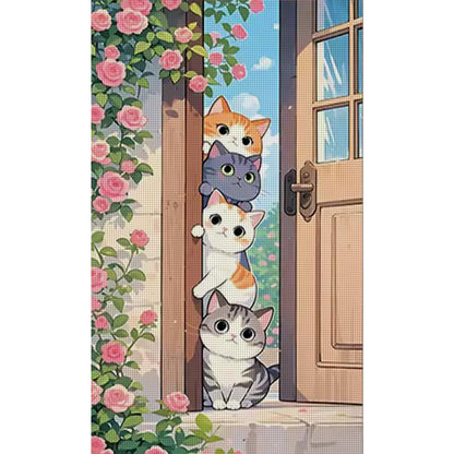 Cat Stacking Game - 11CT Stamped Cross Stitch 52*83CM (Mona Lisa Brand)