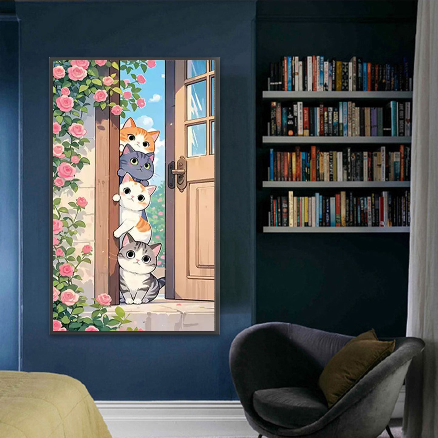 Cat Stacking Game - 11CT Stamped Cross Stitch 52*83CM (Mona Lisa Brand)