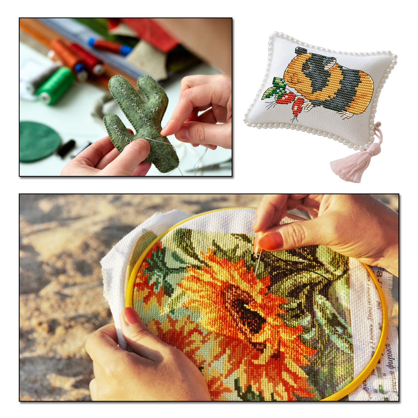 14CT Needle Insert Bag 2 Strands Printed Knitting Threads Pin Pouch with Tassel