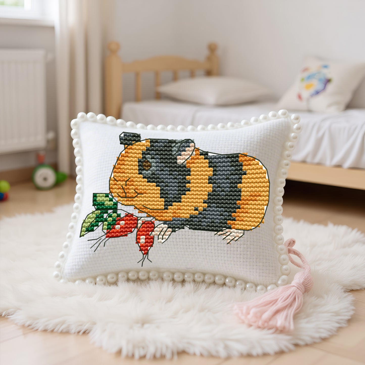 14CT Needle Insert Bag 2 Strands Printed Knitting Threads Pin Pouch with Tassel