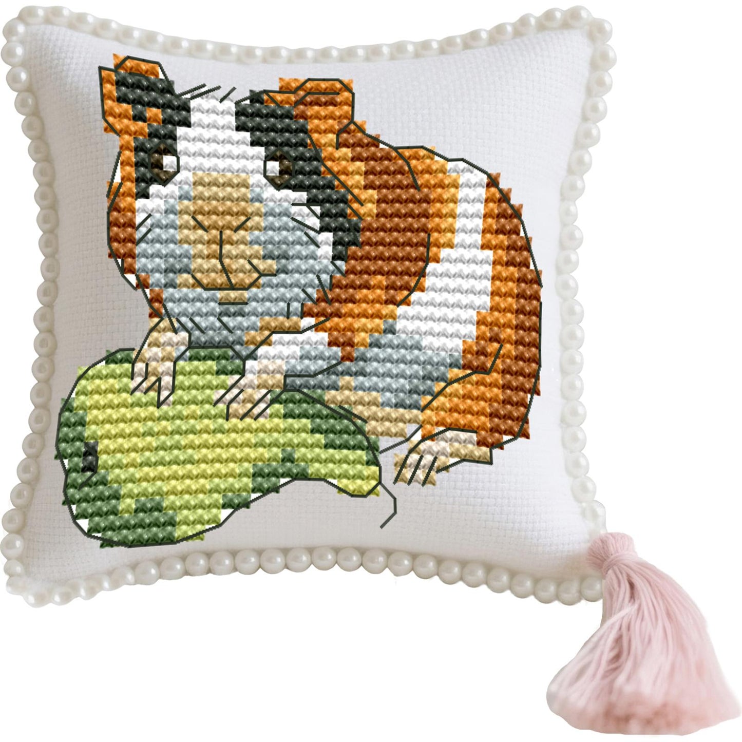 14CT Needle Insert Bag 2 Strands Printed Knitting Threads Pin Pouch with Tassel