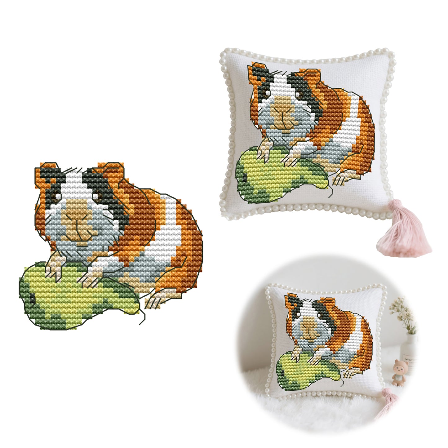 14CT Needle Insert Bag 2 Strands Printed Knitting Threads Pin Pouch with Tassel