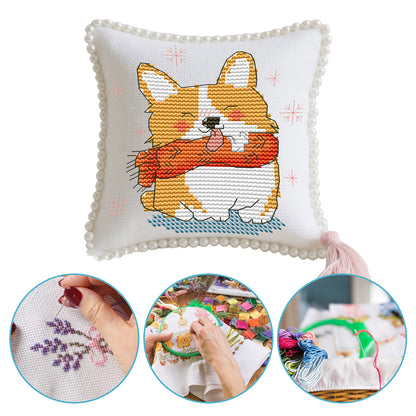 14CT Needle Insert Bag 2 Strands Printed Knitting Threads Pin Pouch with Tassel