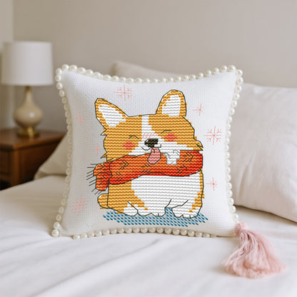 14CT Needle Insert Bag 2 Strands Printed Knitting Threads Pin Pouch with Tassel