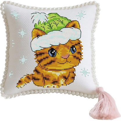 14CT Needle Insert Bag 2 Strands Printed Knitting Threads Pin Pouch with Tassel