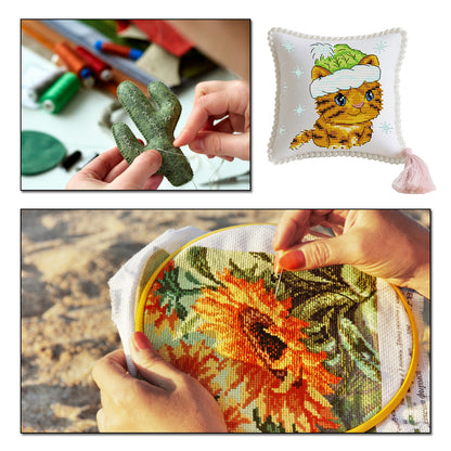 14CT Needle Insert Bag 2 Strands Printed Knitting Threads Pin Pouch with Tassel