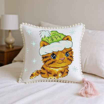 14CT Needle Insert Bag 2 Strands Printed Knitting Threads Pin Pouch with Tassel