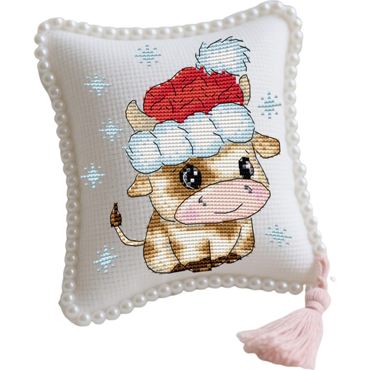 14CT Needle Insert Bag 2 Strands Printed Knitting Threads Pin Pouch with Tassel