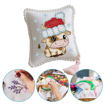 14CT Needle Insert Bag 2 Strands Printed Knitting Threads Pin Pouch with Tassel