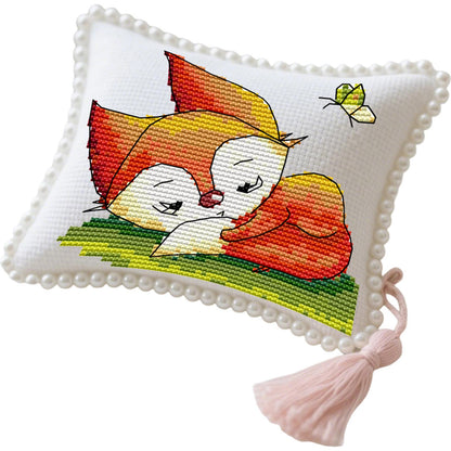 14CT Needle Insert Bag 2 Strands Printed Knitting Threads Pin Pouch with Tassel