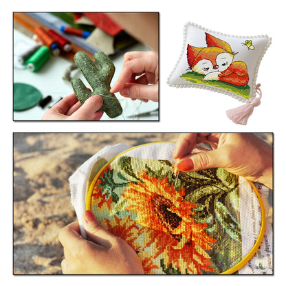 14CT Needle Insert Bag 2 Strands Printed Knitting Threads Pin Pouch with Tassel