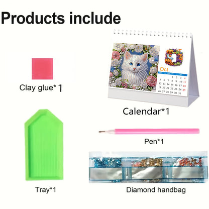 2026 Calendar Diamond Painting Kit Animal DIY Diamond Art Desk Calendar