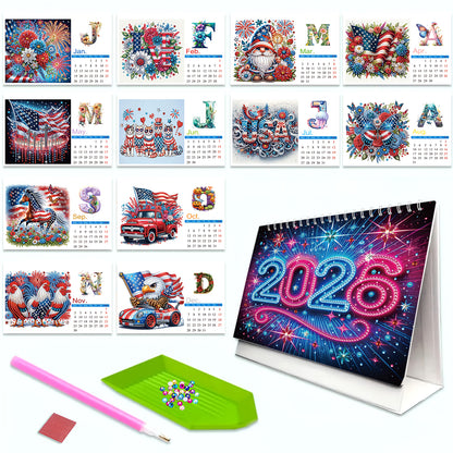 2026 Calendar Diamond Painting Kit Independence Day Diamond Art Desk Calendar