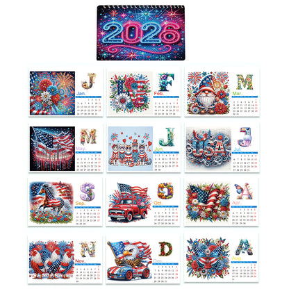 2026 Calendar Diamond Painting Kit Independence Day Diamond Art Desk Calendar