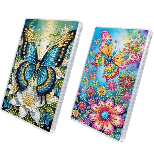 2pcs DIY 5D Diamond Painting Acrylic Jewelry Box Kit for Adults (Butterfly)