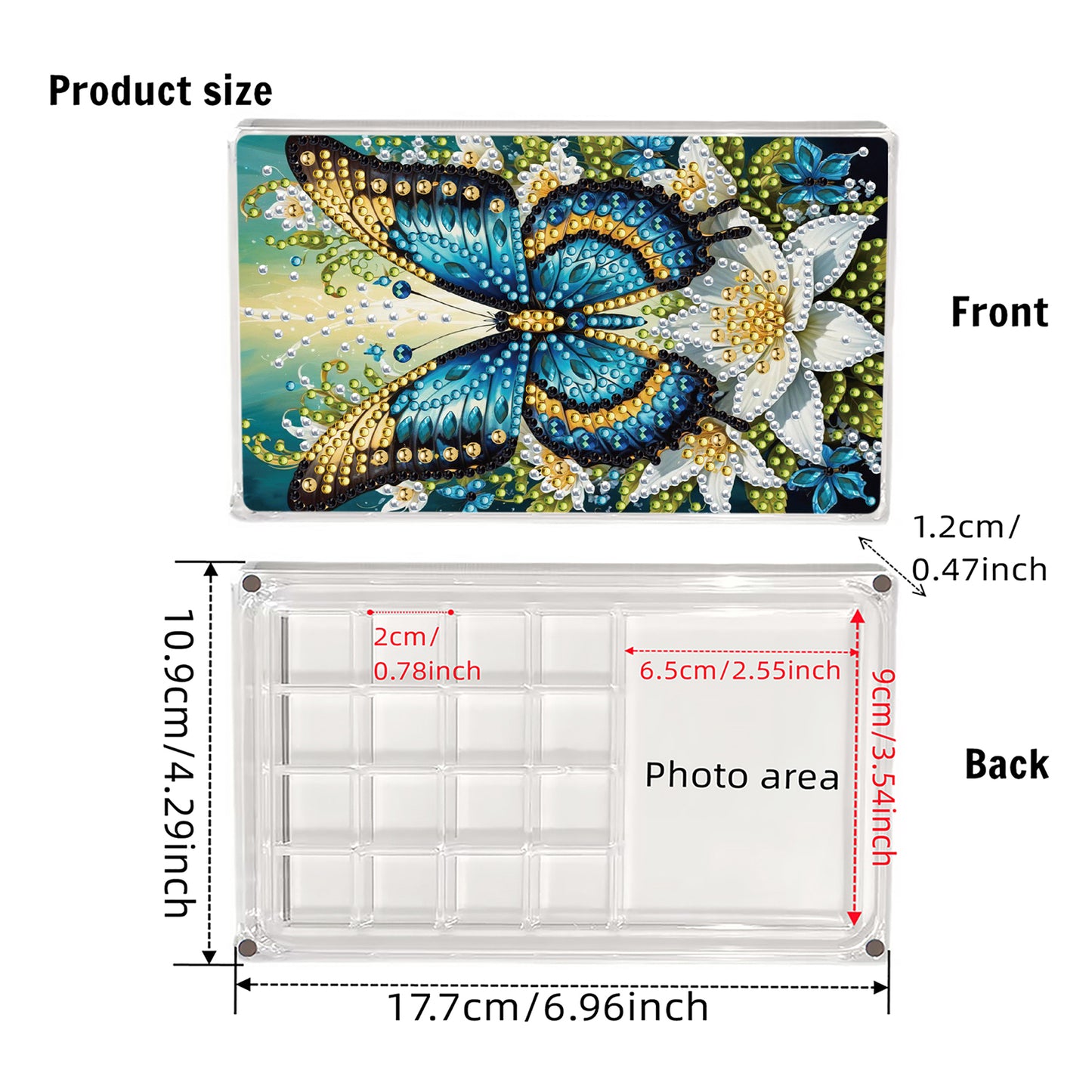 2pcs DIY 5D Diamond Painting Acrylic Jewelry Box Kit for Adults (Butterfly)