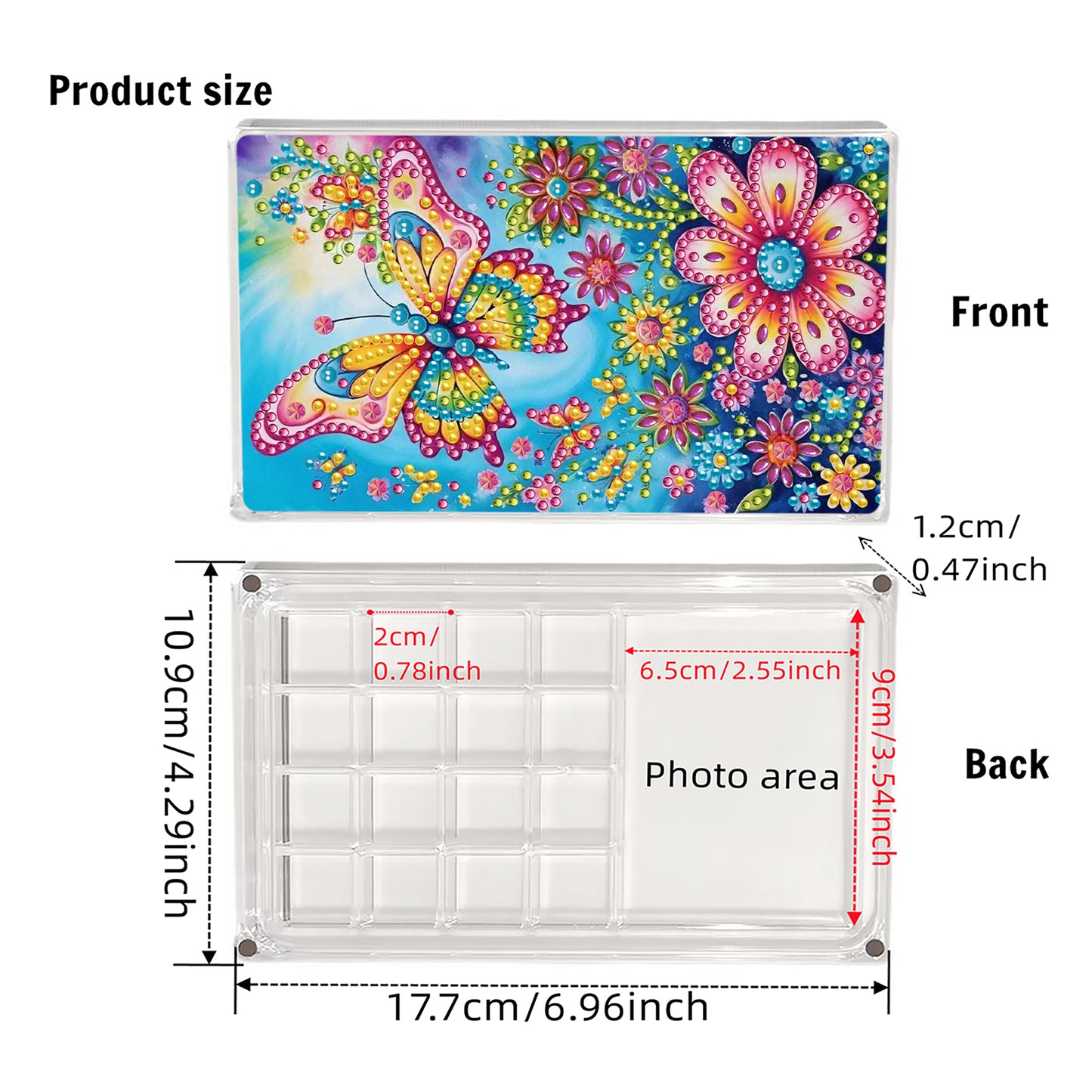 2pcs DIY 5D Diamond Painting Acrylic Jewelry Box Kit for Adults (Butterfly)