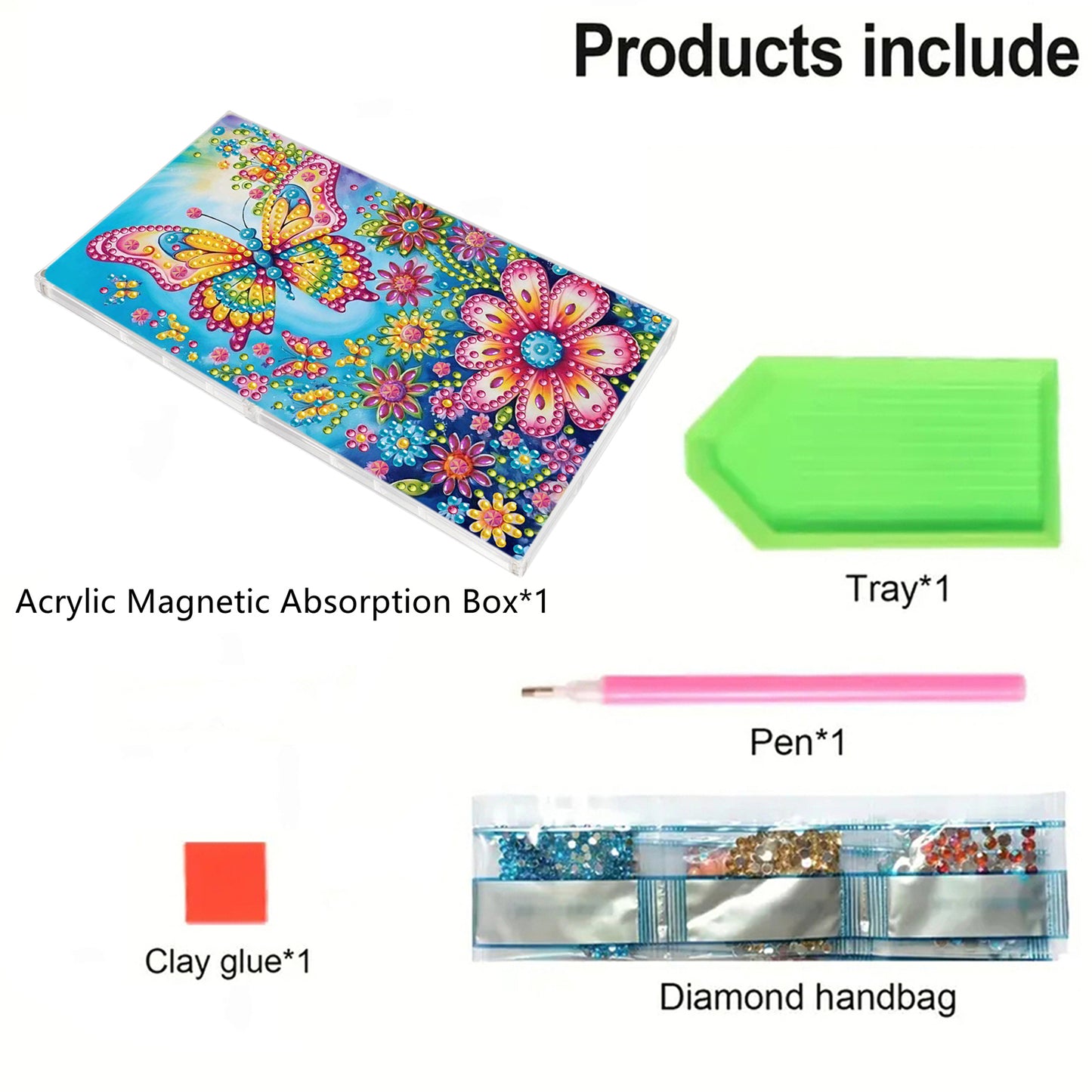 2pcs DIY 5D Diamond Painting Acrylic Jewelry Box Kit for Adults (Butterfly)