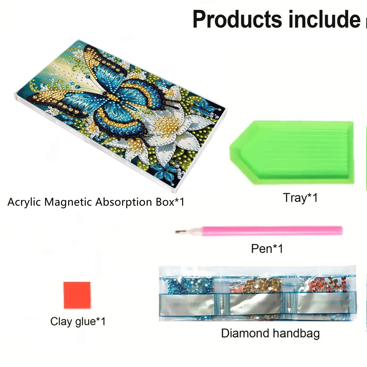 2pcs DIY 5D Diamond Painting Acrylic Jewelry Box Kit for Adults (Butterfly)