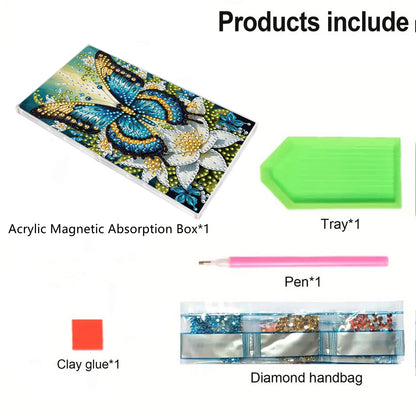 2pcs DIY 5D Diamond Painting Acrylic Jewelry Box Kit for Adults (Butterfly)
