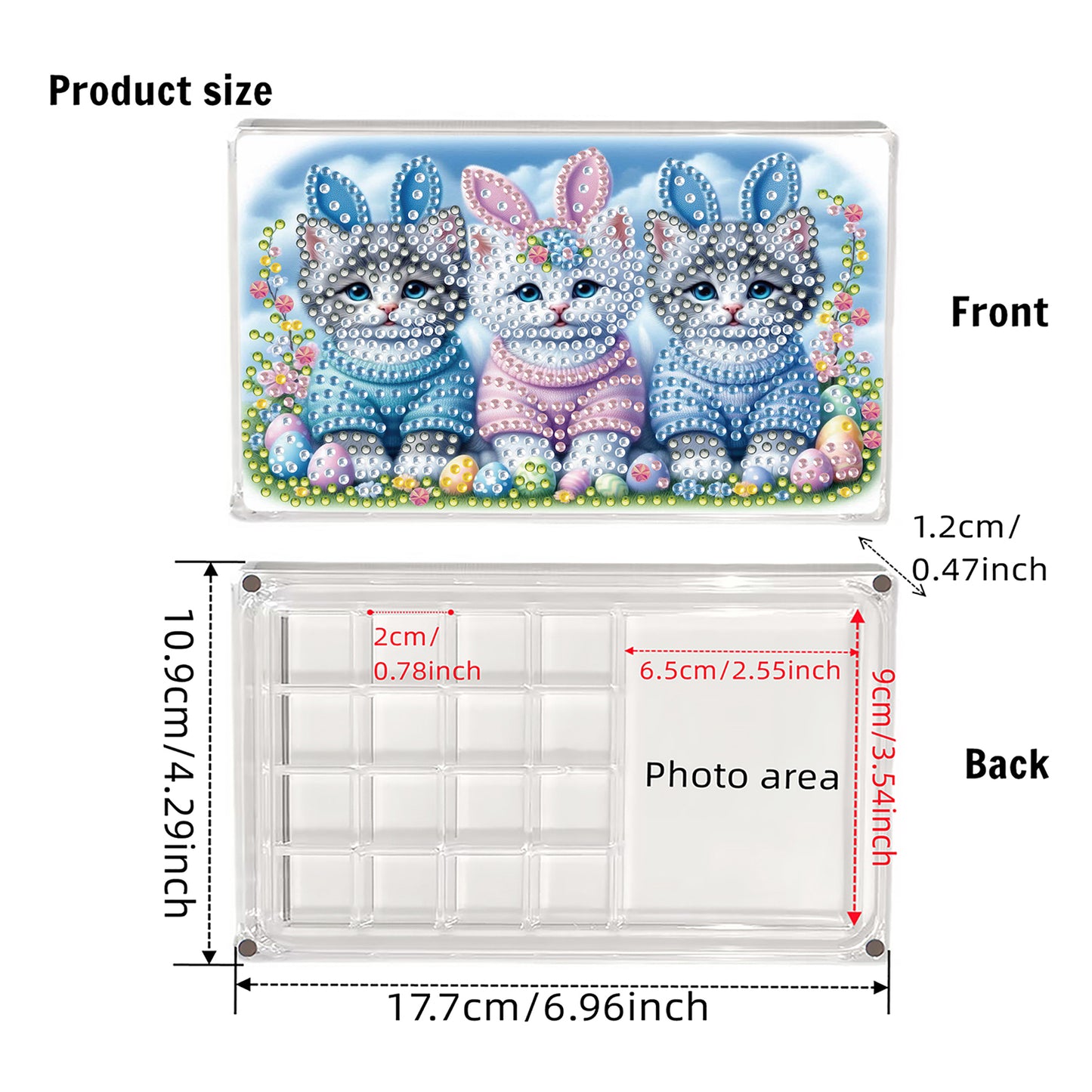 2pcs DIY 5D Diamond Painting Acrylic Jewelry Box Kit Gift for Adults (Cat)