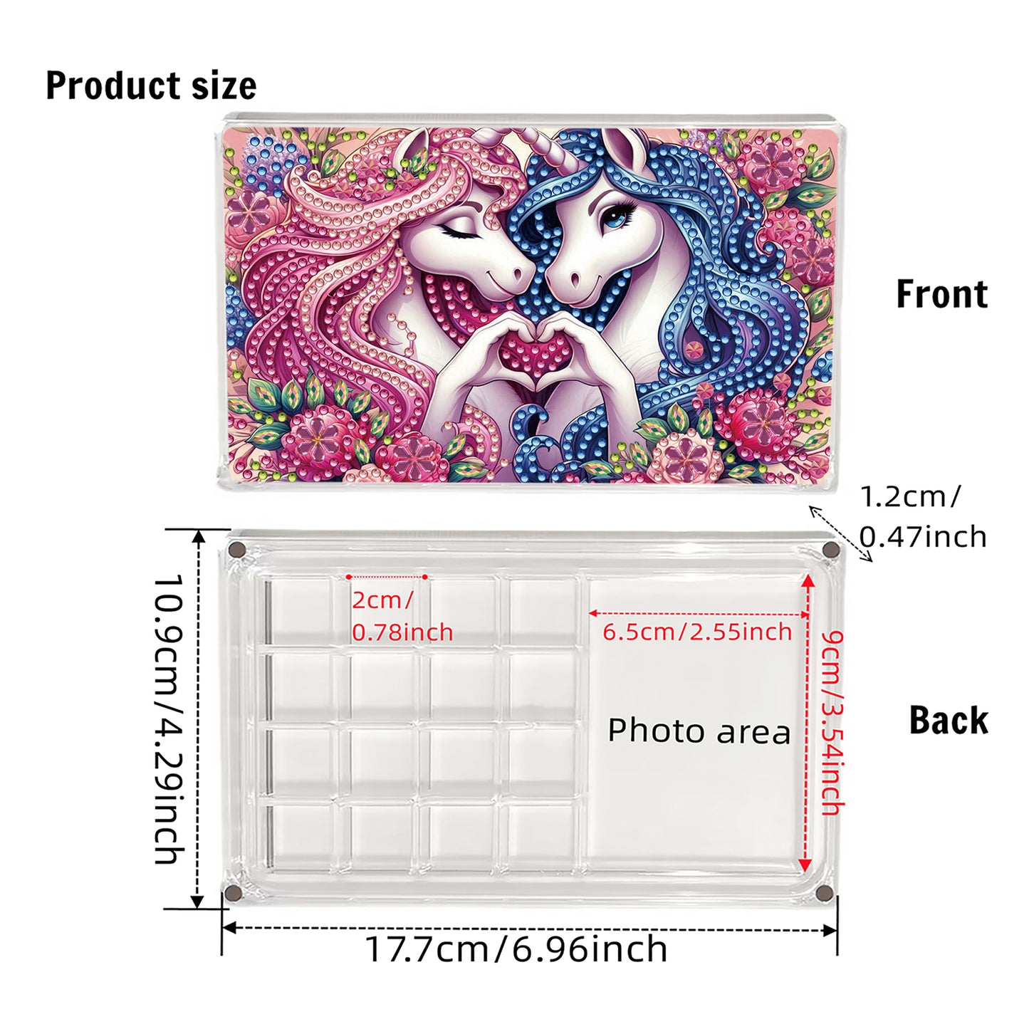 2pcs DIY 5D Diamond Painting Acrylic Jewelry Box Kit Gift for Adults (Horse B)