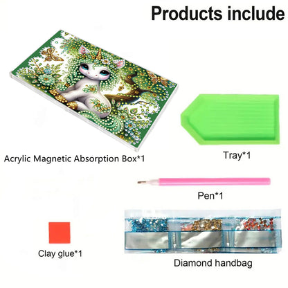 2pcs DIY 5D Diamond Painting Acrylic Jewelry Box Kit Gift for Adults (Horse B)