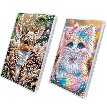 2pcs DIY 5D Diamond Painting Acrylic Jewelry Box Kit Gift for Adults (Animal B)